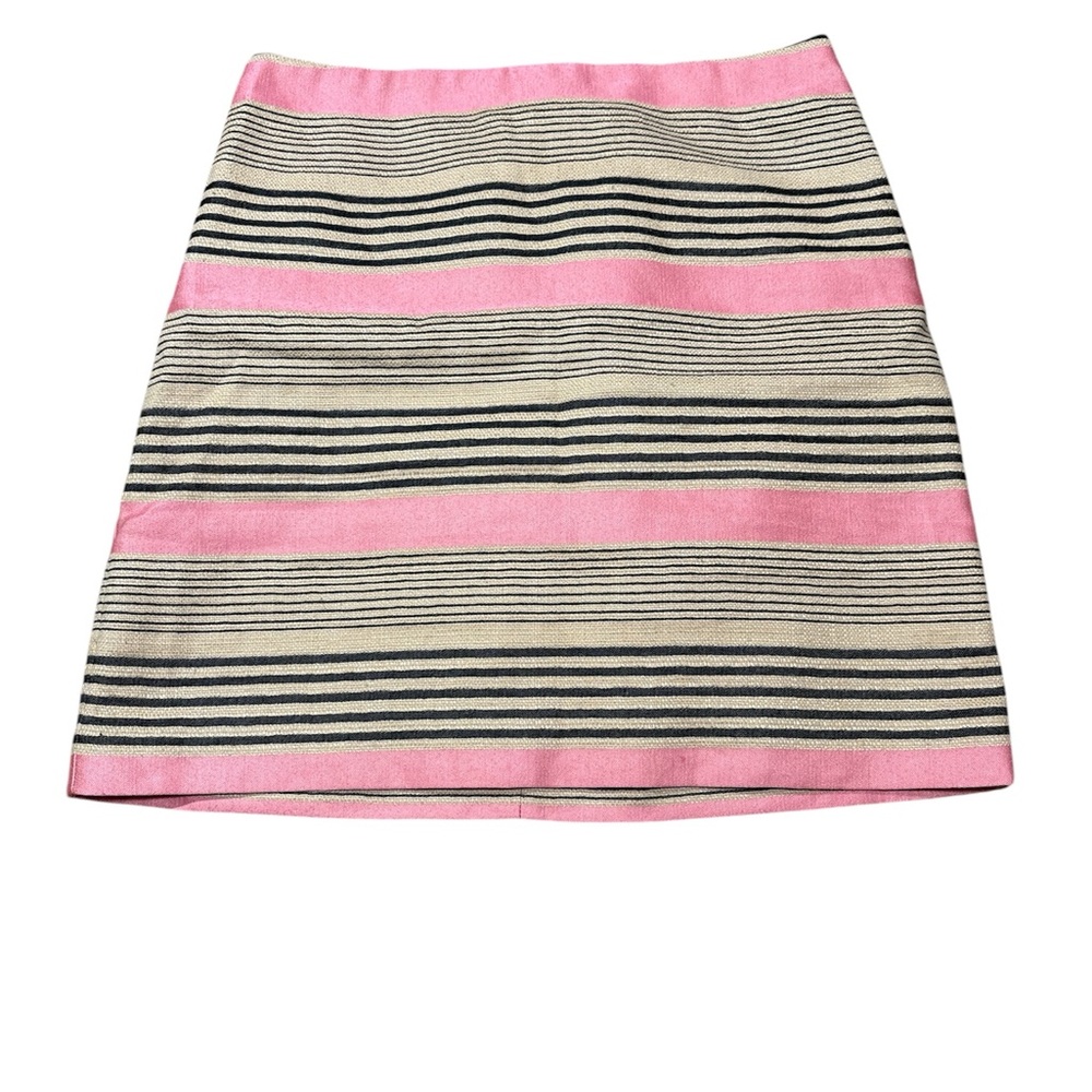 LOFT pink striped linen blend skirt